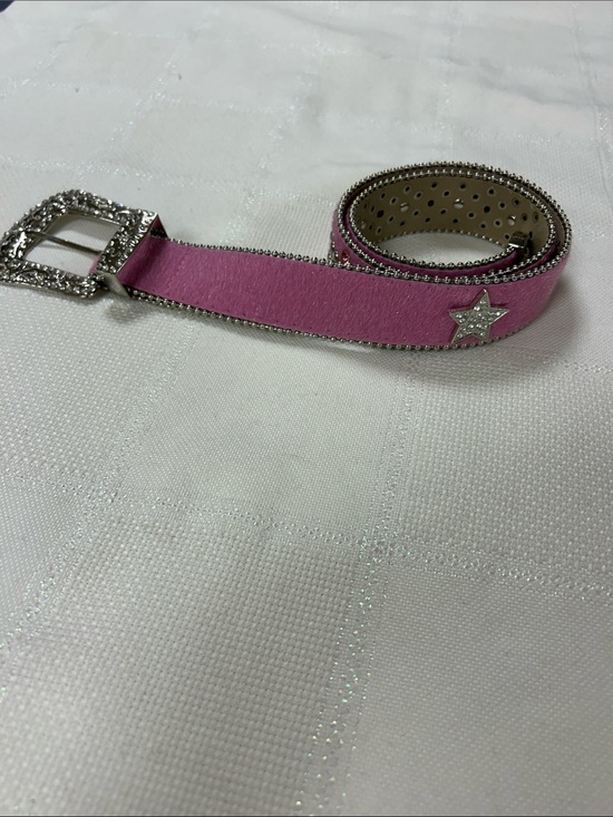 Accessories - Pink Star-Accent Women's Belt with Rhinestone Buckle